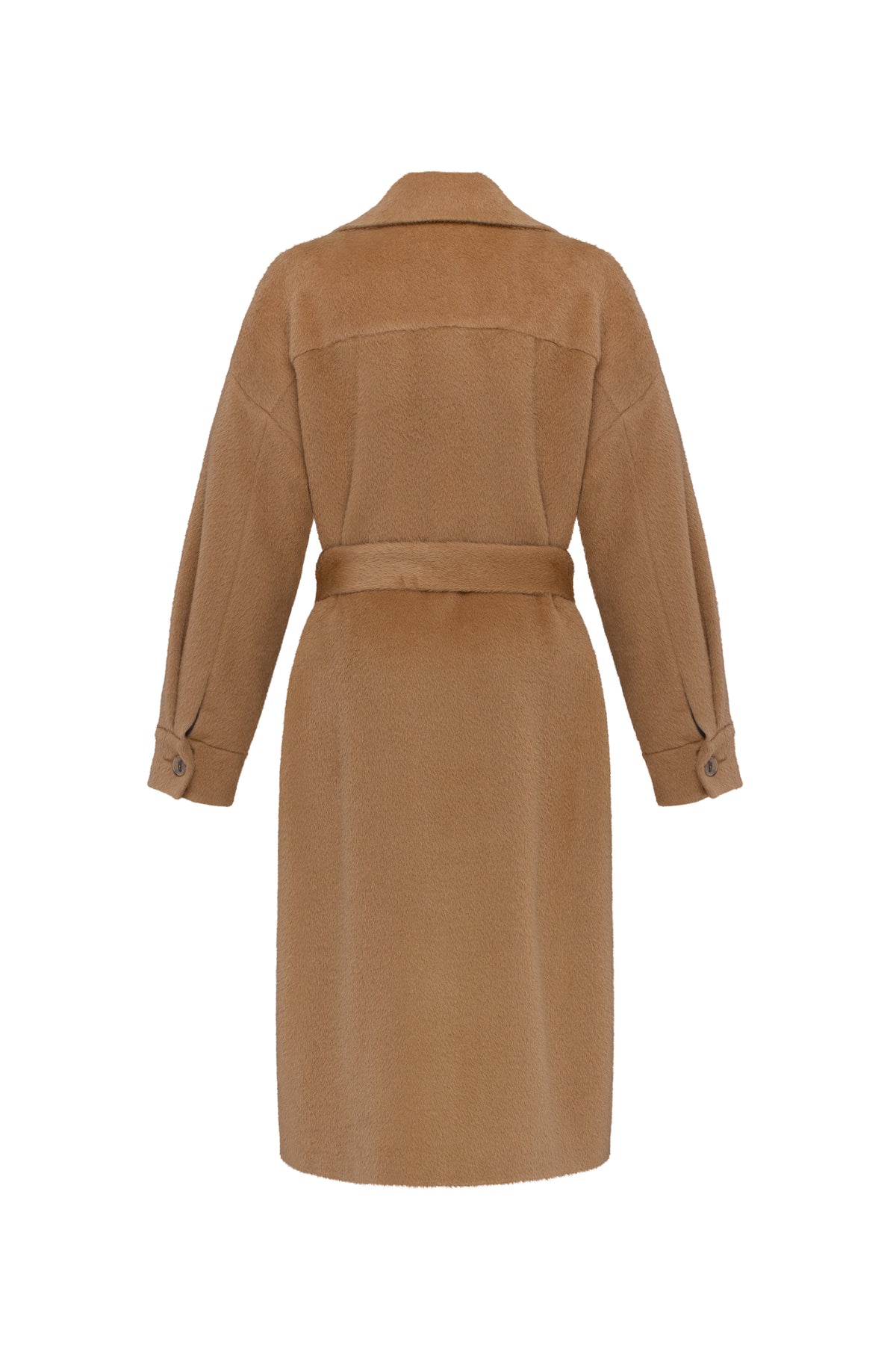 Brown trench coat on a white background
