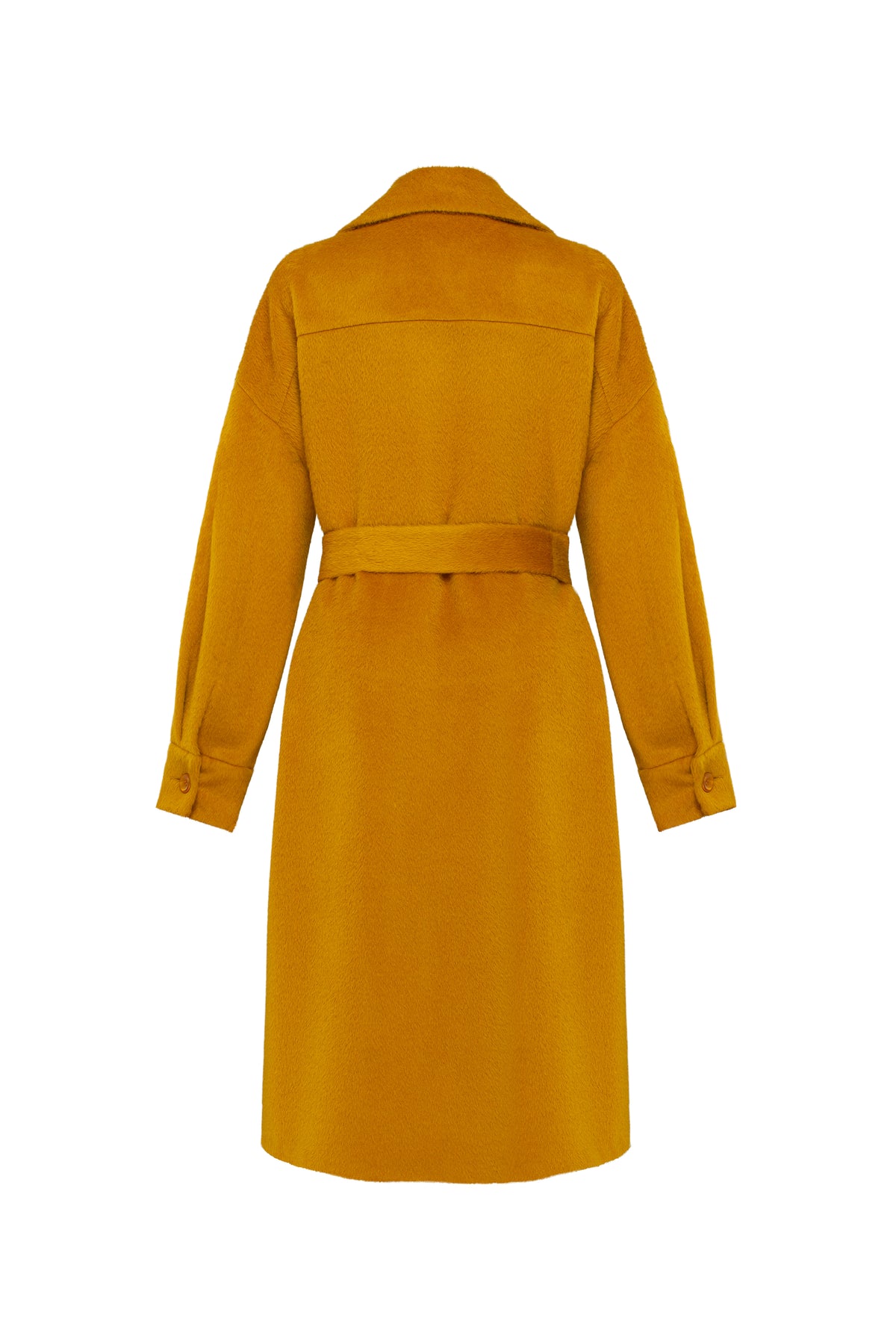 Yellow trench coat on a white background