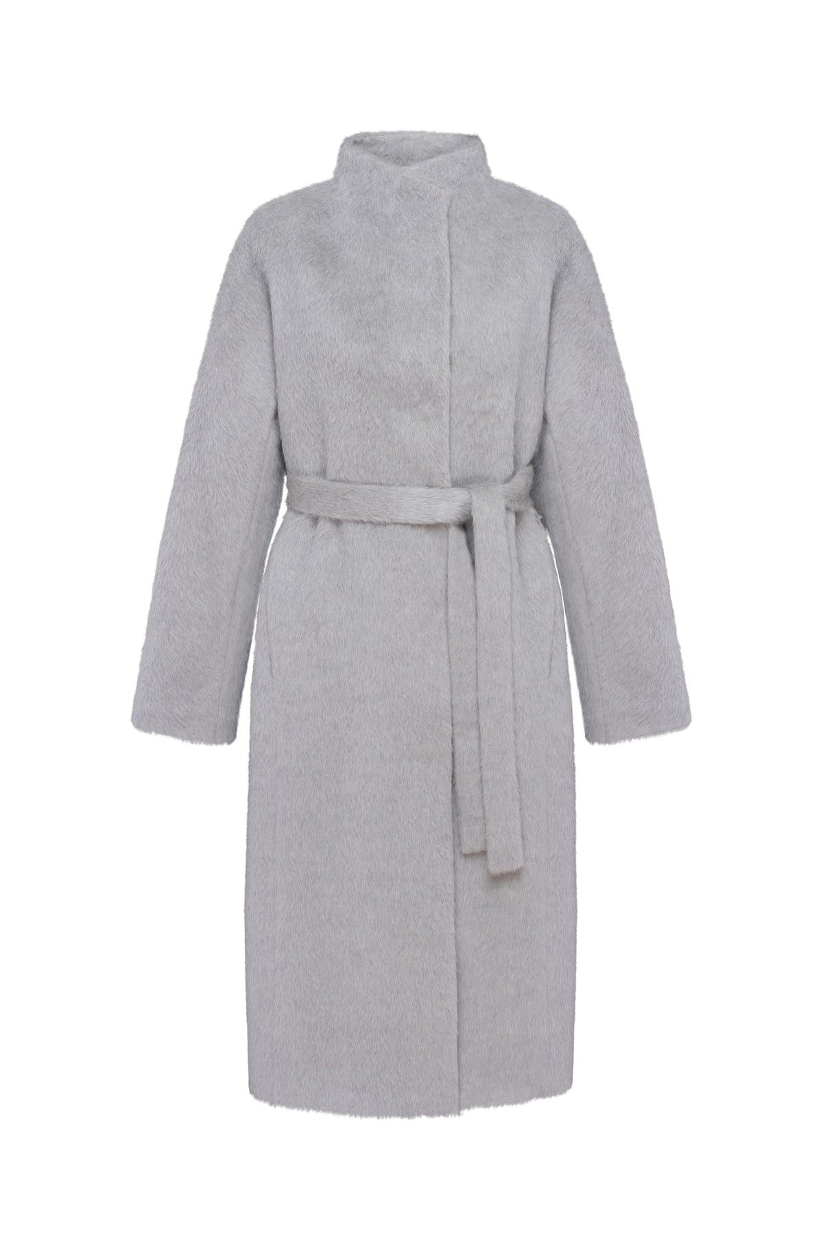 Gray robe with a belt on a white background
