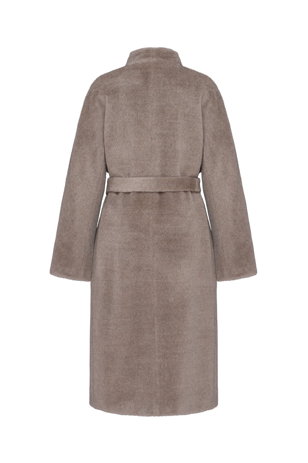 Brown coat with a belt on a white background